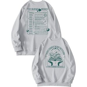 MLZHAN They Didn't Burn Witches Front Print Vrouwen Sweatshirt Ze Burned Feministische Heksen Terug Gedrukt Lange Mouw Shirt Tops, Grijs, S