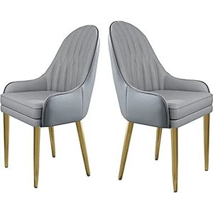 GEIRONV Eetkamerstoelen van imitatieleer Set van 2, moderne aanrechtstoelen woonkamer zijstoelen met dik kussen gouden metalen basisstoelen Eetstoelen (Color : C, Size : 90 * 47 * 53cm)