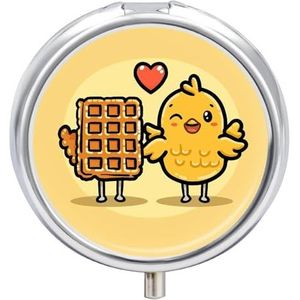 Pillendoos met spiegel 3 compartimenten wafels en kippenpillenetui voor portemonnee, wekelijkse pillenorganizer, reismedicijnkoffer, draagbare pillenhouder voor dagelijks gebruik