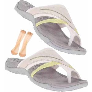 Comfortabele Orthopedische Platform Sandalen, Steunzolen Plantaire Fasciitis Sandalen Met Teenringlus(Color:Beige,Size:41 EU)