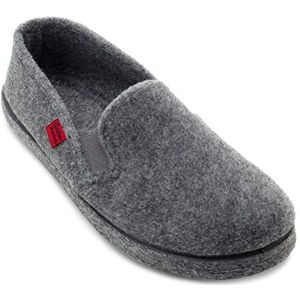Andrés Machado Unisex Slippers met gesloten hak - dames en heren, zomer en winter gesloten teen AM002 - vilten bovenkant, met anti-slip rubberen buitenzool – Grijs, EU 45