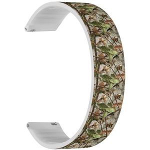 RYANUKA Solo Loop band compatibel met Ticwatch Pro 3 Ultra GPS/Pro 3 GPS/Pro 4G LTE / E2 / S2 (realistische bos camouflage) quick-release 22 mm rekbare siliconen band band accessoire, Siliconen, Geen