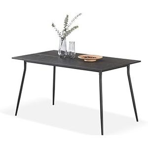 B&D home eettafel LIOR | 120 cm x 80 cm eetkamertafel keukentafel houten tafel voor keuken, eetkamer | industrieel modern design | marmerlook, 11215-120-MASW