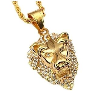 Hoofd Ketting Lion Head Gold Necklace Hip Hop Street Hanger Sieraden 60 cm Chains Hoofdketting (Style : 3720-Gold)