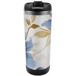 Blauwe Klaproos Bloem Reizen Mok Roestvrij Staal Koffie Cup Isolatie Tumbler Thermische Mok voor Thee Sap