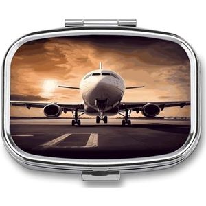 Vliegtuig Pillendoos Pil Organizer Pil Case 2 Compartiment Geneeskunde Pil Organizer Kleine Pil Case Pil Container Pillenhouder Leuke Pillendoos Mini Pillendoosje