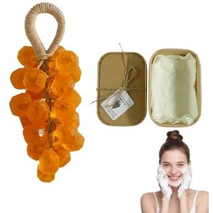 Druivenzeep, druivenzeep aan een touw, decoratieve handgemaakte kristallen druiven for het wassen van frisse lucht, langdurige geur, milde reiniging, kerstcadeau for mannen en vrouwen(Marigold)