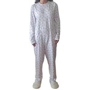 INGROSSO MERCERIE LCF Damespyjama, 100% katoen, gemaakt in Italië, Wit, 44