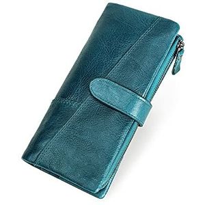 XIANGFANSQ portemonnees voor dames Lederen portefeuille munten portemonnee for dames vrouwen lange clutch portefeuilles met mobiele telefoon tassen kaarthouder (Color : Blue)