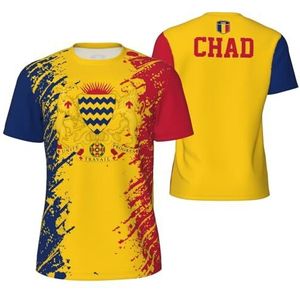 Sport T-Shirt Vintage Tsjaad Vlag Graan Tees 3D Gedrukt voor Fitness Running Voetbal, Meerkleurig, S