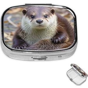 Rechthoekige pillendoos met pillendoosje met 3 compartimenten om schattige otter pillendoos kleine pillenorganizer waterdicht klein pillendoosje voor pillencontainers op reis te organiseren voor