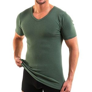 HERMKO 4880 Heren shirt met korte mouwen en V-hals, business onderhemd van 100% biologisch katoen, Größe Herren:5 (M), Farbe:olive