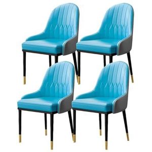 Moderne eetkamerstoelen set van 4, Scandinavische eetkamerstoel, lichte luxe keuken woonkamer stoelen PU lederen stoel met hoge rugleuning