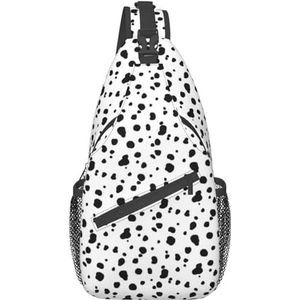 501 Crossbody borsttas zwart en wit Dalmatische print schoudertas lichtgewicht meisje borst pack draagbare mannen schouder rugzak, voor reizen, outdoor, Crossbody borst tas 4, Eén maat