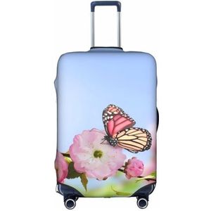 Amrole Bagagehoes Koffer Cover Protectors Bagage Protector Past 45-70 Inch Bagage Tijger Liggend Op Hout, Roze Bloemen Vlinders, S