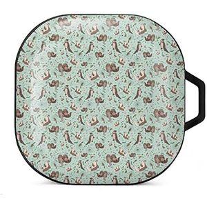 Sea Otters oordopjes hoesje compatibel met Samsung hard shell beschermhoes zwart stijl