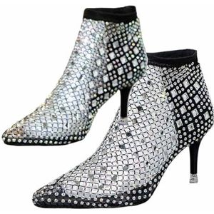 Glittery Stretchy Net Schoenen Ultra Comfortabele Glanzende Gem Mesh Hoge Hakken Schoenen Voor Vrouwen (Color : 1, Size : 35 EU)