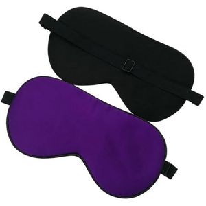 Slaapmasker van moerbeizijde, zacht, voor volwassenen, slaapmasker, elastische band, slaapmasker (paars, 2 stuks)