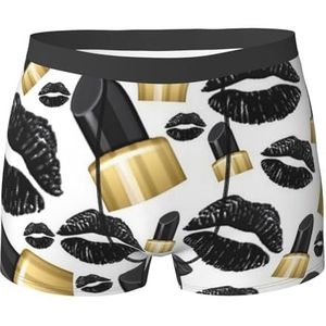 ZJYAGZX Cool Black Lips Print Heren Boxer Slips Trunks Ondergoed Vochtafvoerend Heren Ondergoed Ademend, Zwart, S
