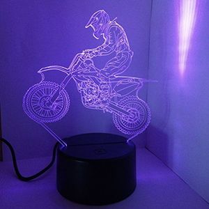 LEDMOMO 3D lamp nachtlampje Mood Light tafellampen 3D optische illusie bureaulamp 7 kleurveranderingen Touch Switch Night Light (motorfiets)