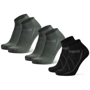 DANISH ENDURANCE Fietssokken Laag Uitgesneden, voor Dames & Heren, Anti-Blaar, Racefietsen & Mountainbiken, 3 paar Meerkleurig (2xOlijfgroen, 1xZwart) 39-42