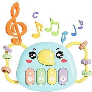 Muziekinstrumenten voor kinderen,2 in 1 bijtspeeltjes en kindertrommel met 5 modi | Educatief muziekspeelgoed Kinderspeelgoed voor feestdagen Kerstmis Verjaardagscadeaus voor jongens Meisjes Jomewory