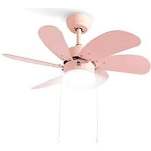 CREATE/Easy/Plafondventilator met roze vleugels of natuurlijk hout/AC-motor, stil, winter-zomerfunctie