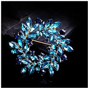 Broche Pins 3 kleuren kristallen krans bloem broche mode broches for vrouwen kostuum sieraden fijne geschenk Broche (Size : Blue crystal)