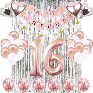 Sweet 16 - Ballonnen - Verjaardag - Feest - Rose - Pink - Zilver - Verjaardag versiering -