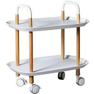 Prachtige Scandinavische bijzettafel, opbergplanken voor thuis, eenvoudige mobiele salontafel in de woonkamer, hoekbank met wielen, trolley (kleur: B, maat: 2 niveaus)