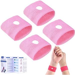 Acupressuurarmband tegen misselijkheid, 4 stuks, anti-misselijkheidsarmbanden voor zeeziekte, zwangerschap, vliegen, reisziekte zonder bijwerkingen, ideaal voor kinderen, volwassenen, vakantie en