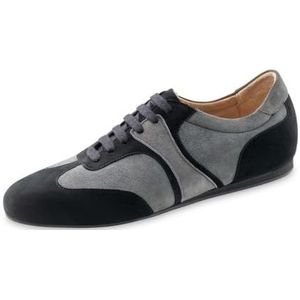 Werner Kern Parma Sneaker Dansschoenen voor heren, suède, zwart/grijs, 1,5 cm sleehak, suède zool, Made in Italy, zwart grijs, 44.50 EU