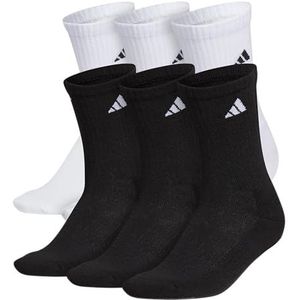 adidas Men's Athletic 6-Pack, Cushioned Crew Socks with Arch Compression for a Secure Fit, White/Black/White, X-Large
