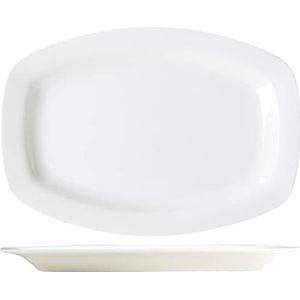 RVS mengkommen, 10 inch rechthoekige porseleinen borden keramische dinerborden vis, voorgerecht, saladeborden servies witte dienbladen, 2 stuks, 12 inch