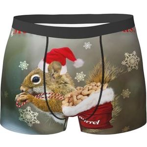 ZJYAGZX Kerst Eekhoorn Print Heren Zachte Boxer Slips Shorts Viscose Trunk Pack Vochtafvoerend Heren Ondergoed, Zwart, L