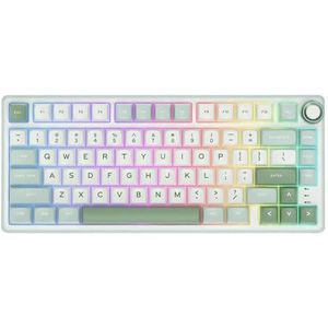 QPSJXN Pakking Bedraad Mechanisch Toetsenbord Met Hot-Swappable 80 RGB Backlit MDA PBT Keycaps Compatibel Met RK R75 (SkyCyan)