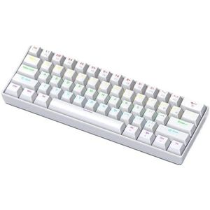 QPSJXN 60% bedraad mechanisch toetsenbord K61 61 RGB backlight zwart wit rood blauwe schakelaar compatibel met meerdere apparaten (wit)