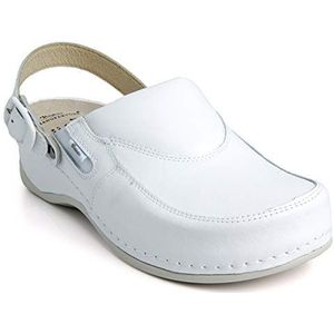 Batz FC10P Lederen Klompen Muiltjes Pantoffels Schoenen, Dames, Wit, EU 37