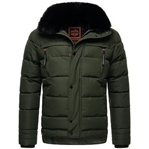 STONE HARBOUR Witaas Gewatteerde winterjas voor heren, met capuchon, S-3XL, olijfgroen, M