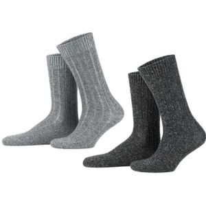 MEBY 2 paar alpaca sokken. Warme thermische sokken. Dikke pluizige wintersokken. Voorgewassen wandelsokken van alpacawol, grijs-antraciet 3095, 43-46 EU