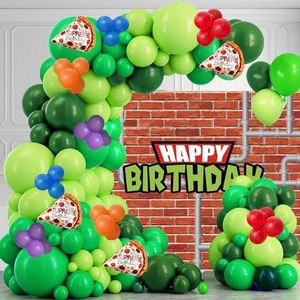 Schildpadballonnen schildpad feestbenodigdheden - 139 stuks Super Schildpad Verjaardag Ballon Slinger Boog Kit, Jungle Groene Latex Ballonboog Voor Video Game Cartoon Schildpad Verjaardagsfeestje