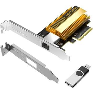 WAVLINK 10G Base-T PCIe netwerkkaart, 10000/5000/2500Mbps PCI Express Ethernet-adapter met AQC113-controller, 10G NIC voor Windows 11/10 & Linux met lage profielsteun