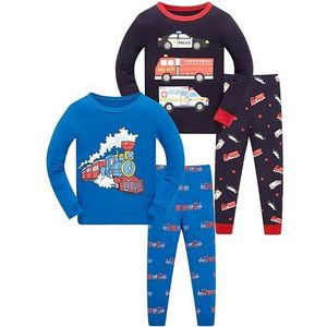 LOLPIP Jongenspyjama met lange mouwen, 4-delig, kleine kinderen, nachtkleding, pyjamaset, 2-14 jaar, 10 Jaar
