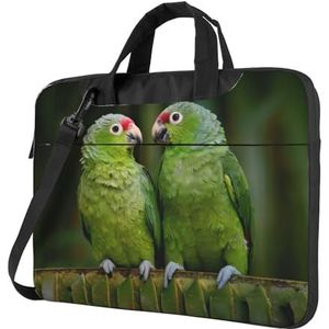 OPSREY Twee Papegaaien op Groene Palmboom Gedrukte Laptop Tas Ultradunne Laptop Sleeve Draagbare Computer Beschermende Tas