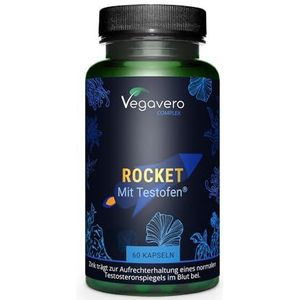 Vegavero ROCKET voor actieve mannen | Met Testofen®, Zwarte Maca, Ginkgo, KSM-66®, L-Arginine | Veganistisch en zonder toevoegingen | 60 capsules