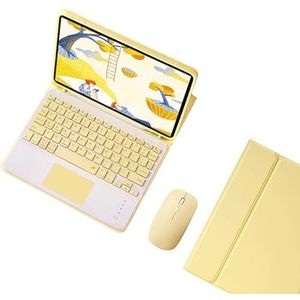 Toetsenbordhoes voor iPad Air 6e Generatie 11 inch (M2) 2024 met Touchpad, Slanke Beschermhoes met Draadloze Bluetooth QWERTY-toetsenbord, Oplaadbare Muis en Penhouder voor iPad Air 11, Geel-A