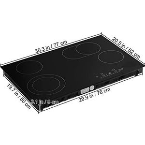 4/5 branders Elektrisch fornuis Elektrische kookplaat 9 vermogensniveaus &Sensor Touch Control keramisch glasoppervlak (Color : 30 in 4 Burners)