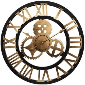 GPDNBIEU, Steampunk decoratieve extra grote wandklok met bewegende tandwielen - Retro Romeinse cijfers skelet stille klokken for woonkamer, keukendecor(80cm)
