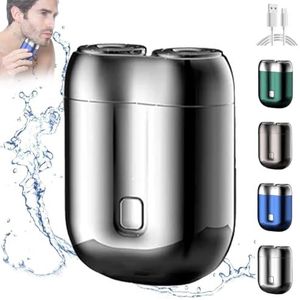 Elektrisch Scheerapparaat For Mannen, Mini Draagbaar Elektrisch Scheerapparaat, USB Magnetisch Elektrisch Scheerapparaat, Oplaadbaar Waterdicht Compact Scheerapparaat Met Dubbele Kop(Silver)