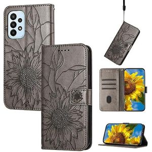 Telefoon Flip Case Cover, Slim Case Compatibel met Samsung Galaxy A72 4G/5G Portemonnee Hoesje met Kaarthouder, Reliëf Bloemen Cover Lederen Folio Flip Case Schokbestendige Beschermhoes Compatible wit